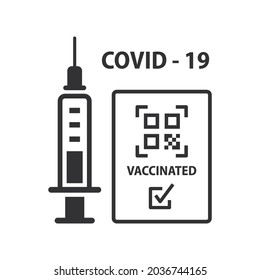 QR code vaccination covid-19 icon. Vector illustration isolated on white.