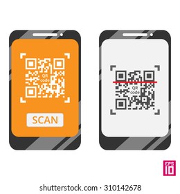QR code vector. Creative concept QR code smartphone.