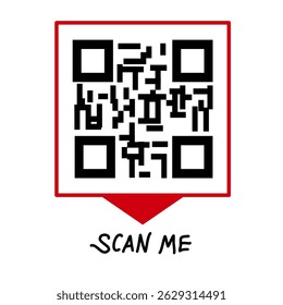 Qr code vector. Hand scanning Qr code with smartphone illustration. Barcodes with text scan me. Marketing and electronic commerce. Poster or banner for website. Flat vector