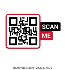 Qr code vector. Hand scanning Qr code with smartphone illustration. Barcodes with text scan me. Marketing and electronic commerce. Poster or banner for website. Flat vector