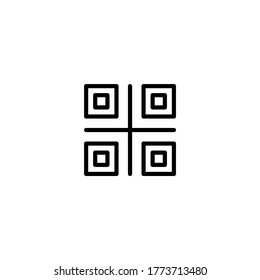 Qr code vector icon  in black line style icon, style isolated on white background