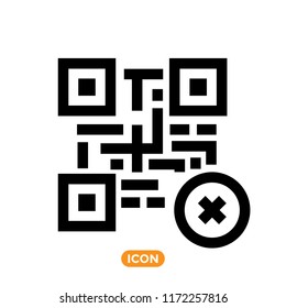 QR Code vector icon in flat line style. Technology related symbol