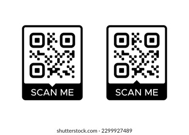 QR code vector icon set. Scan Me symbol. Template scanning qr code for smartphone