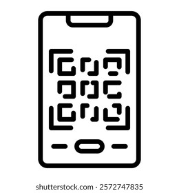Qr Code Vector Line Icon Design