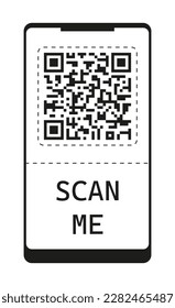 vector de código QR. Ejemplo de código QR vectorial para escaneo de smartphones. Identidad para el smartphone de la aplicación. Marco de código de barras para elementos. Etiquetas de códigos de identificación para la venta de bienes o servicios. Signo de pago móvil. 