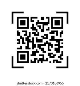 Qr code. Vector square icon. Black qr code isolated on white background. Illustration qrcode for scan product, app mobile phones or computers. Scanner coding line. Abstract coded information. Vector