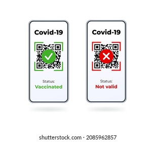 Qr code verification. Covid-19 digital passport vaccine certificate.