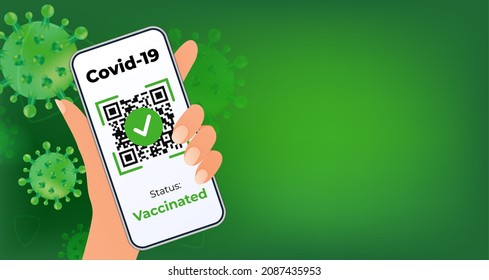 Qr code verification. Covid19 vaccine passport template.