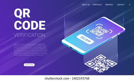 Qr Code Verification Service Web Banner Stock Vector (Royalty Free ...