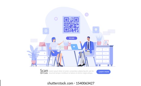 QR Code Verification Vector Illustration Concept , Suitable for web landing page, ui, mobile app, editorial design, flyer, banner, and other related occasion