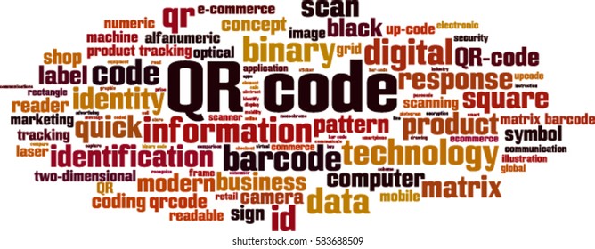 QR code word cloud concept. Vector illustration