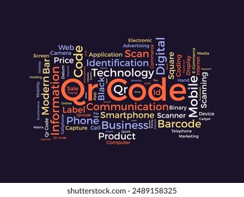 Qr Code wordcloud template. Business concept vector background.