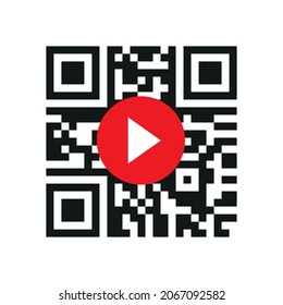 qr code  youtube . video play  Vector illustration