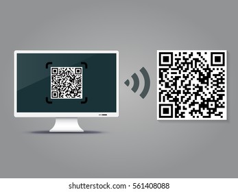 QR Codes decoding with a computer - quick response code business infographic template