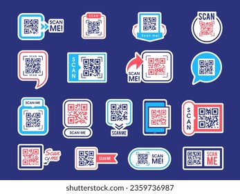 Qr codes. Different icons for payment scanning app identity on mobile phone recent vector icons set