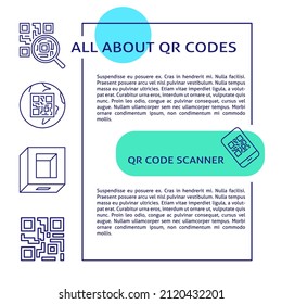 Qr kodiert Information Banner Vorlage. Poster mit QRcode- und Scanner-Symbolen, mit Platz für Text. Vektorgrafik.