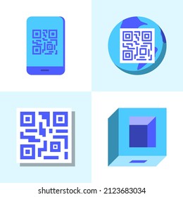 QR codes and qrcode scanner icon set in flat style. Vector illustration.