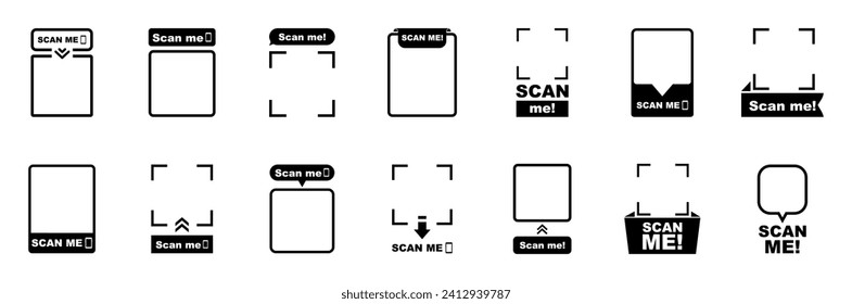QR codes for smartphone. QR code with inscription scan me with smartphone. Scan me icon. Scan qr code icon for payment, mobile app and identification. Vector illustration.