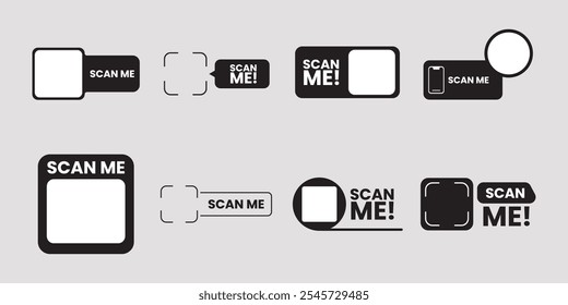 QR codes for smartphone. QR code with inscription scan me with smartphone. Scan me icon. Scan qr code icon for payment, mobile app and identification. Vector illustration.