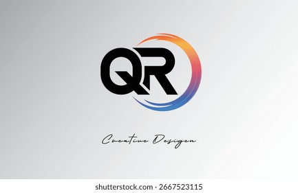 QR Creative Letter Logo with Gradient Circle Swirl