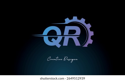 QR Gear Fusion Logo – Industrial Tech-Inspired Letter mark Futuristic Industrial Letter Mark Design for Technology and Engineering Brands.