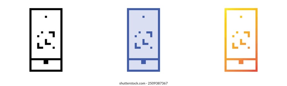 Icono de QR. Lineal, relleno azul y diseño de estilo degradado aislado sobre fondo blanco