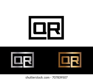 QR initial box shape Logo designs template
