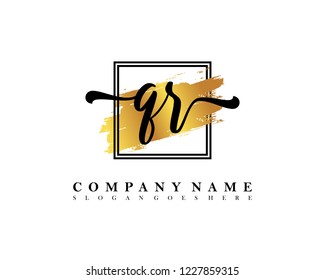 QR Initial handwriting logo concept