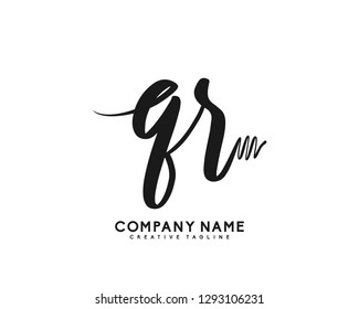 QR Initial Handwriting Logo Template Vector