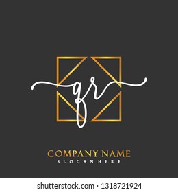QR Initial Handwriting logo template vector