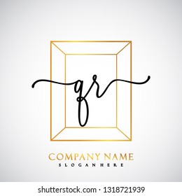 QR Initial Handwriting logo template vector
