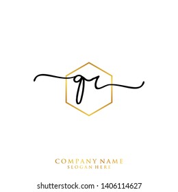QR Initial handwriting logo template