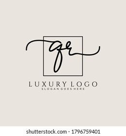 QR Initial Handschrift Logo Vorlage Vektorgrafik