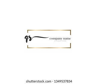 QR Initial handwriting logo vector. Hand lettering for designs.