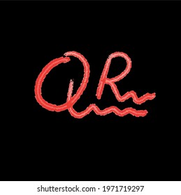 QR initial handwritten logo for identity