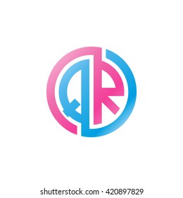 QR initial letters looping linked circle logo pink blue