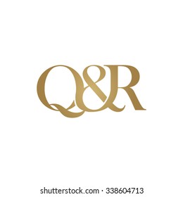 Q&R Initial logo. Ampersand monogram golden logo
