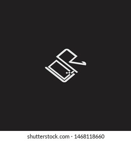 QR Initial Logo letters with rotate squere template