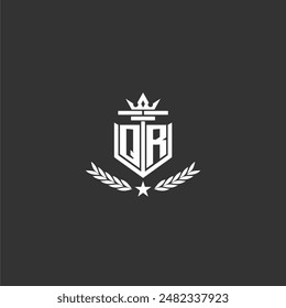 QR initial monogram brand logo design for crown vector image