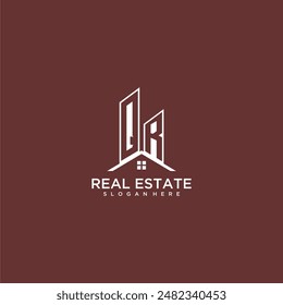 QR initial monogram building and roof logo for real estate