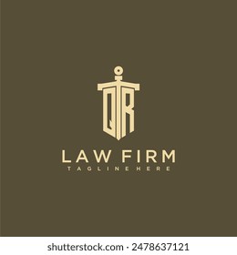 QR initial monogram for lawfirm logo with sword style image