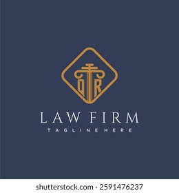 QR initial monogram logo for lawfirm with pillar in creative square design