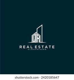 QR initial monogram logo real estate with building style design vector