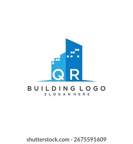 QR initial monogram logo real estate for building