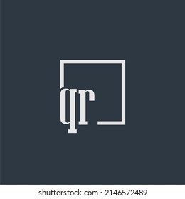 QR initial monogram logo with rectangle style dsign