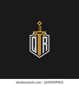 QR initial monogram for shield and sword style image