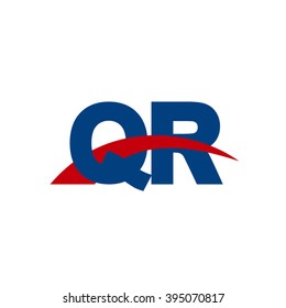QR initial overlapping swoosh letter logo blue red