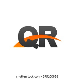 QR initial overlapping swoosh letter logo black orange