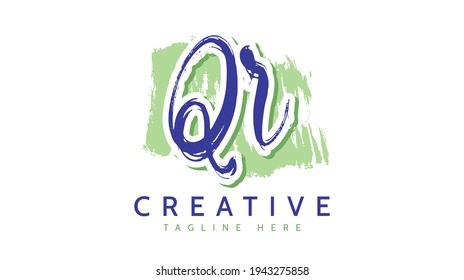 QR Initials, handwriting logo vector