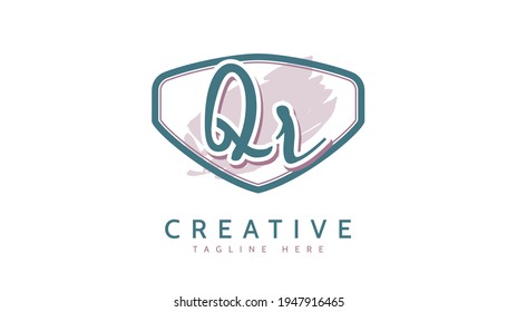 QR Initials, handwriting logo vector